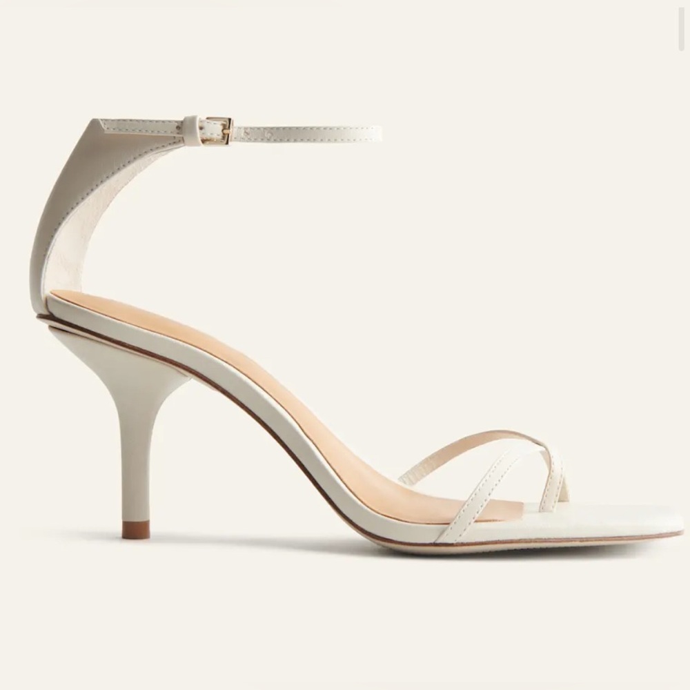 $278 Reformation Gigi Strappy cream Mid Heel Sandal Sz 8.5